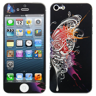 2 in 1(Front+Back) Butterfly Pattern With Dishcloth Protective Skin Sticker for iPhone 5
