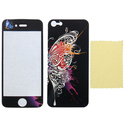 2 in 1(Front+Back) Butterfly Pattern With Dishcloth Protective Skin Sticker for iPhone 5