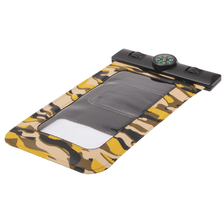 Camouflage Pattern Waterproof Bag Protective Case with Strap & Armband / Compass for iPhone 5 & 5C & 5S / iPhone 4 & 4S / 3GS / Other Similar Size Mobile Phones, Waterproof Degree: IPX8 (Yellowish Brown)