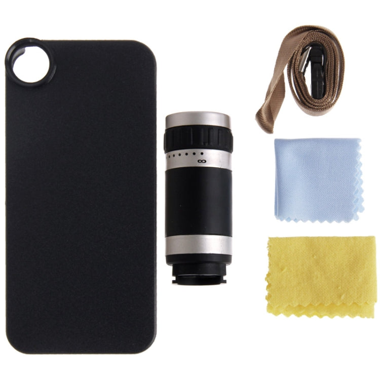8X Zoom Lens Mobile Phone Telescope + Plastic Case for iPhone 5 & 5S(Black)