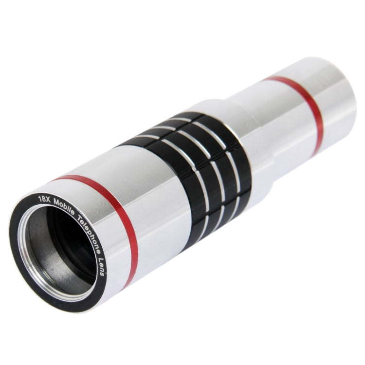 18X Optical Zoom Mobile Phone Telescope Lens with Tripod + Plastic Case for iPhone 5(Silver)