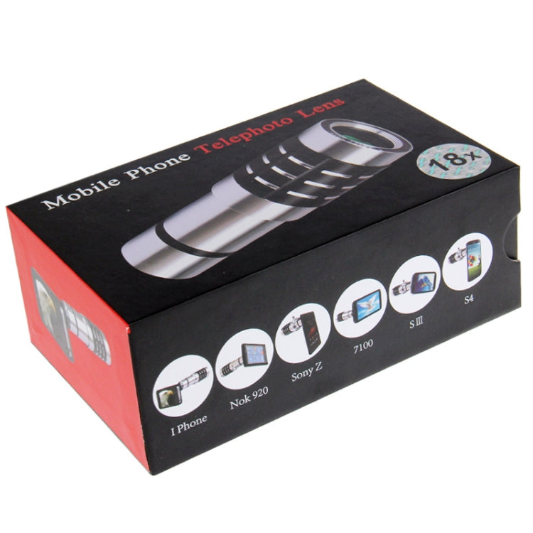 18X Optical Zoom Mobile Phone Telescope Lens with Tripod + Plastic Case for iPhone 5(Silver)
