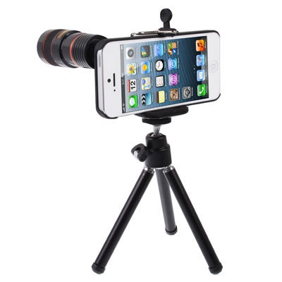 8X Optical Zoom Mobile Phone Telescope Lens with Tripod + Plastic Case for iPhone 5