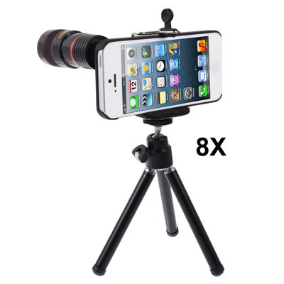 8X Optical Zoom Mobile Phone Telescope Lens with Tripod + Plastic Case for iPhone 5