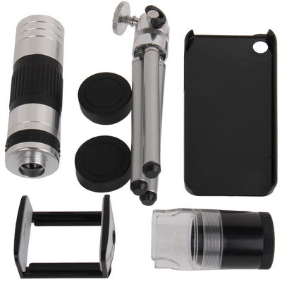 16X Optical Zoom Lens Mobile Phone Telescope Lens with a Microscope Lens + Tripod + Plastic Case for iPhone 5 & 5S
