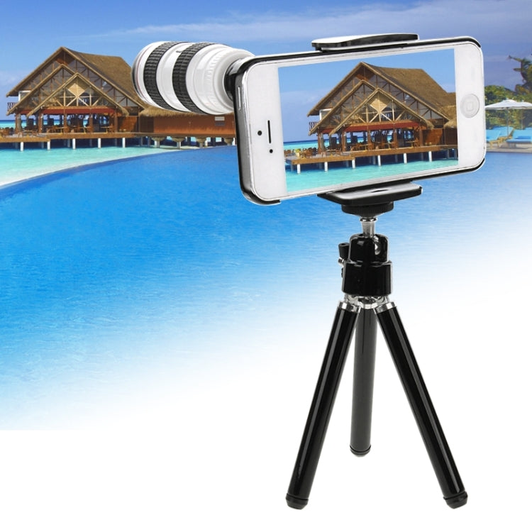 10X Optical Zoom Mobile Phone Telescope Lens with Tripod + Black Plastic Case for iPhone 5