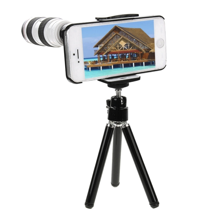 10X Optical Zoom Mobile Phone Telescope Lens with Tripod + Black Plastic Case for iPhone 5