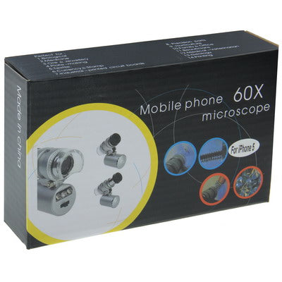 60X Zoom Call Phone Portable Microscope with Flash Light (White,Purple) + Back Cover for iPhone 5 & 5S(Black)