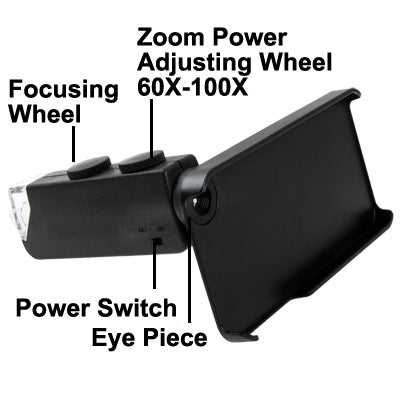 60-100X Zoom Digital Cell Phone Microscope Maginifier + Back Cover for iPhone 5 & 5S(Black)