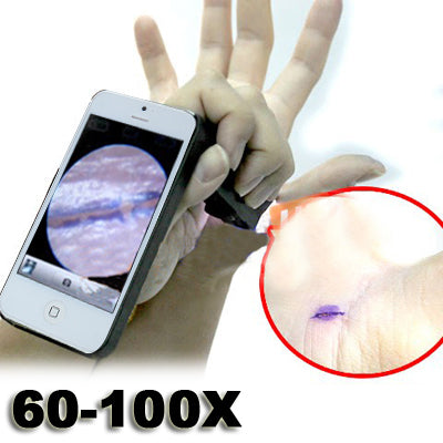 60-100X Zoom Digital Cell Phone Microscope Maginifier + Back Cover for iPhone 5 & 5S(Black)