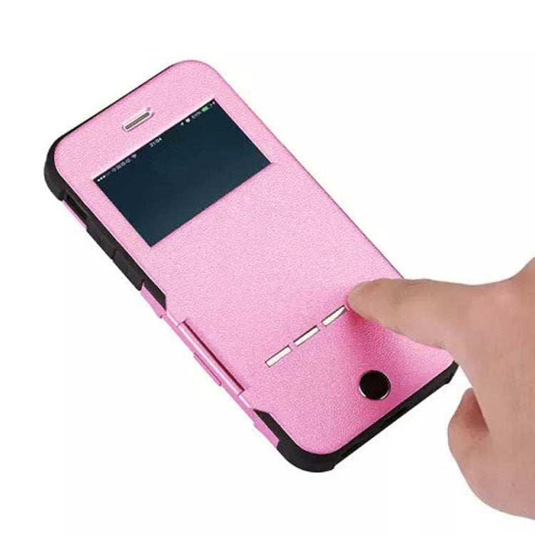 Litchi Texture Horizontal Flip Smart Case with Call Display ID and Receive Call & Wake-up / Sleep Function for iPhone 5 & 5s & SE