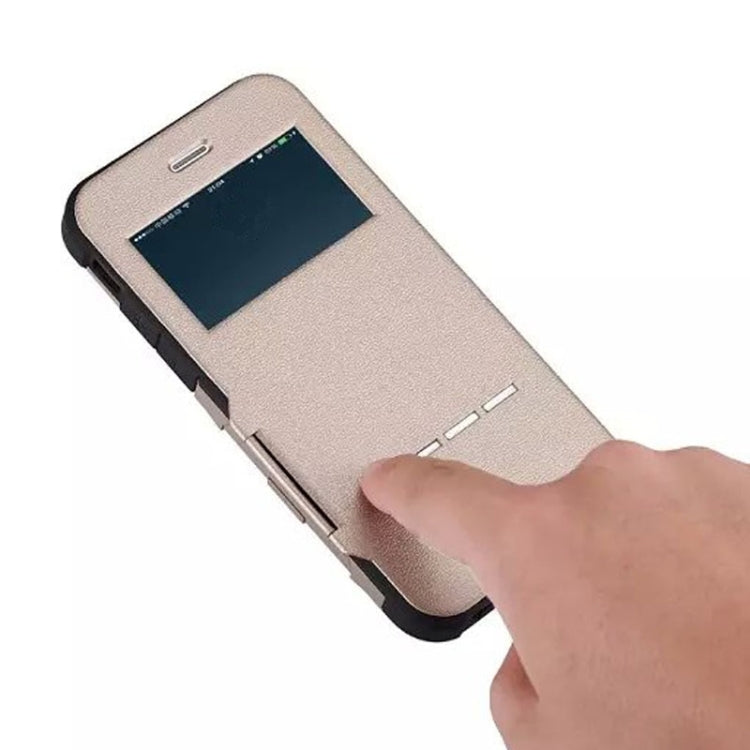 Litchi Texture Horizontal Flip Smart Case with Call Display ID and Receive Call & Wake-up / Sleep Function for iPhone 5 & 5s & SE