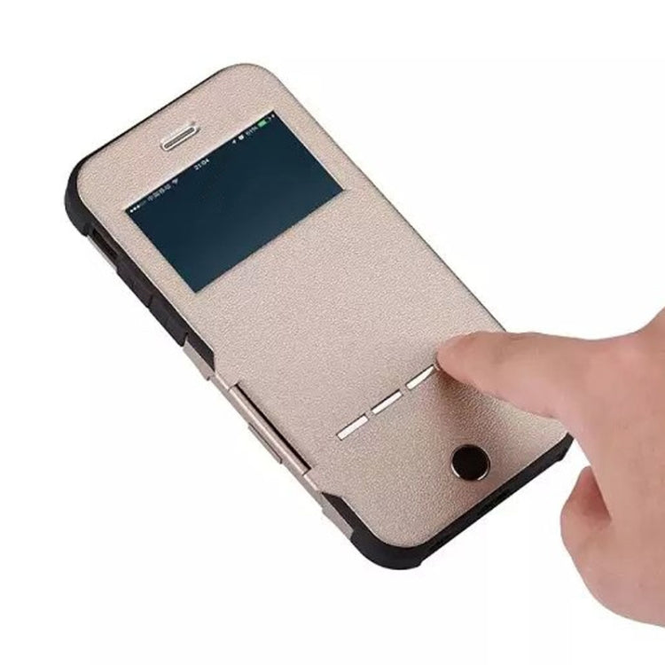 Litchi Texture Horizontal Flip Smart Case with Call Display ID and Receive Call & Wake-up / Sleep Function for iPhone 5 & 5s & SE