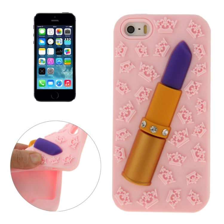3D Lipstick Pattern Silicone Protective Case for iPhone 5 & 5s & SE