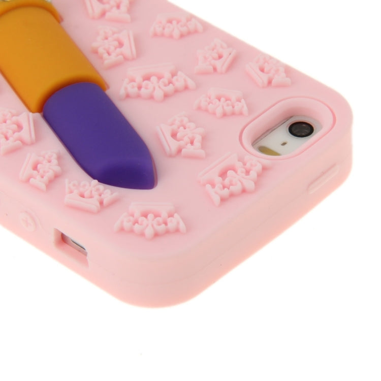 3D Lipstick Pattern Silicone Protective Case for iPhone 5 & 5s & SE