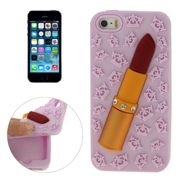 3D Lipstick Pattern Silicone Protective Case for iPhone 5 & 5s & SE