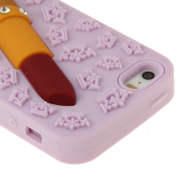 3D Lipstick Pattern Silicone Protective Case for iPhone 5 & 5s & SE