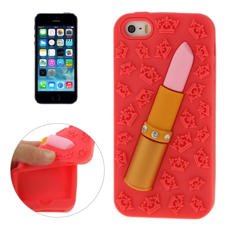 3D Lipstick Pattern Silicone Protective Case for iPhone 5 & 5s & SE