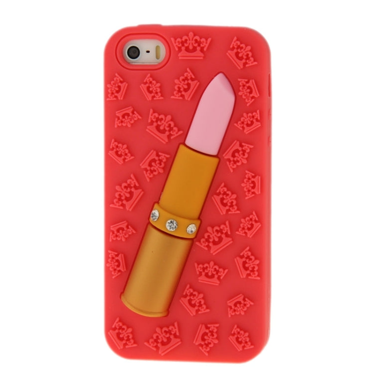 3D Lipstick Pattern Silicone Protective Case for iPhone 5 & 5s & SE
