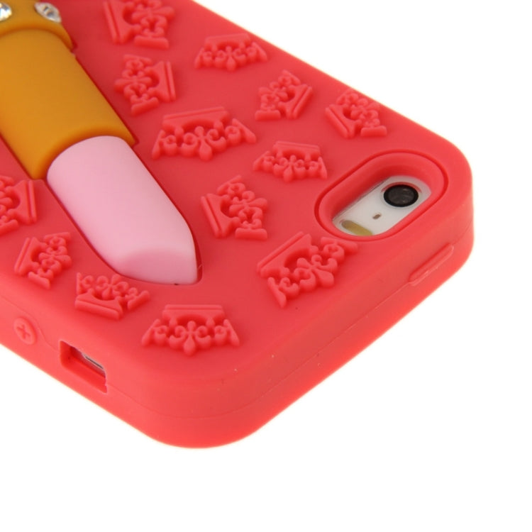 3D Lipstick Pattern Silicone Protective Case for iPhone 5 & 5s & SE