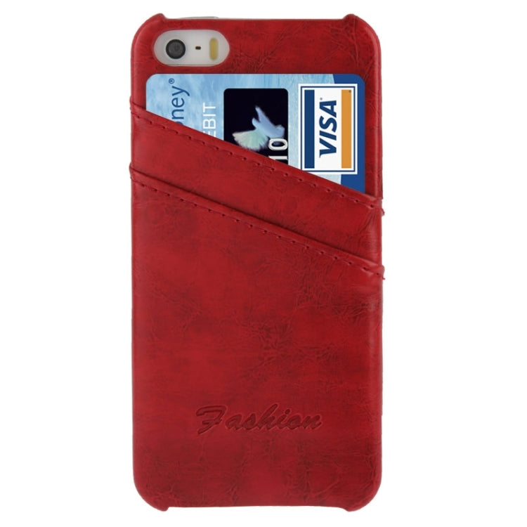 Deluxe Retro PU Leather Back Cover Case with Card Slots with Fashion Logo for iPhone 5 & 5s & SE