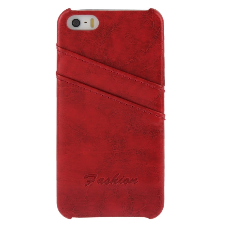 Deluxe Retro PU Leather Back Cover Case with Card Slots with Fashion Logo for iPhone 5 & 5s & SE