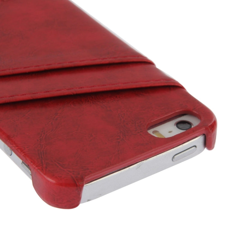 Deluxe Retro PU Leather Back Cover Case with Card Slots with Fashion Logo for iPhone 5 & 5s & SE