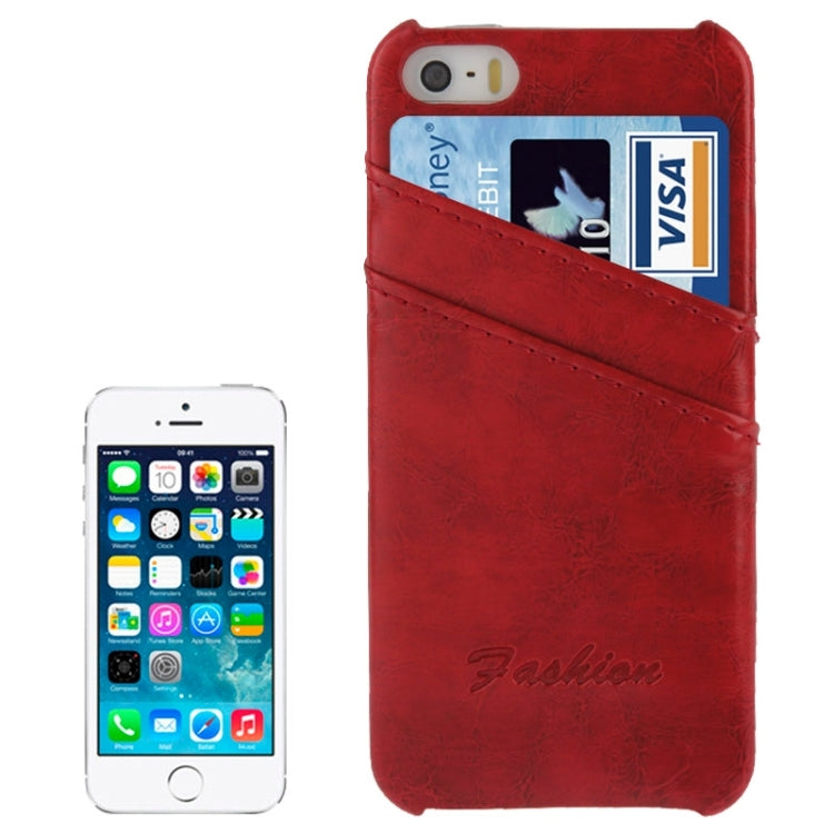 Deluxe Retro PU Leather Back Cover Case with Card Slots with Fashion Logo for iPhone 5 & 5s & SE