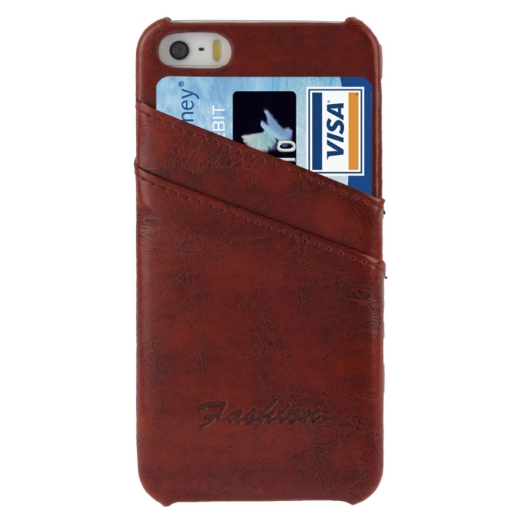 Deluxe Retro PU Leather Back Cover Case with Card Slots with Fashion Logo for iPhone 5 & 5s & SE