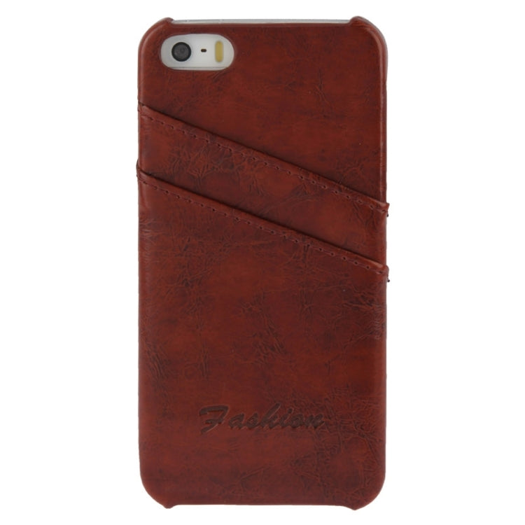Deluxe Retro PU Leather Back Cover Case with Card Slots with Fashion Logo for iPhone 5 & 5s & SE