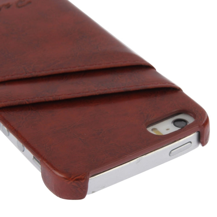 Deluxe Retro PU Leather Back Cover Case with Card Slots with Fashion Logo for iPhone 5 & 5s & SE