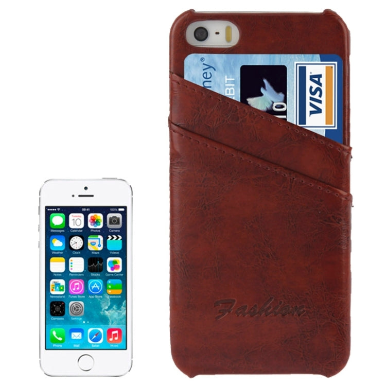 Deluxe Retro PU Leather Back Cover Case with Card Slots with Fashion Logo for iPhone 5 & 5s & SE