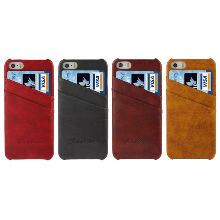Deluxe Retro PU Leather Back Cover Case with Card Slots with Fashion Logo for iPhone 5 & 5s & SE