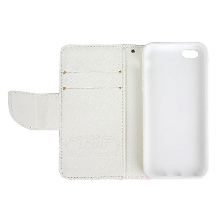 Little Bear Pattern Horizontal Flip Magnetic Buckle Leather Case with Card Slots & Holder & Lanyard for iPhone 5 & 5s & SE & SE