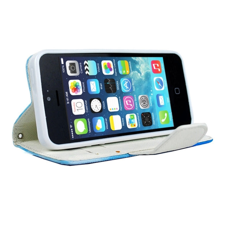 Little Bear Pattern Horizontal Flip Magnetic Buckle Leather Case with Card Slots & Holder & Lanyard for iPhone 5 & 5s & SE & SE