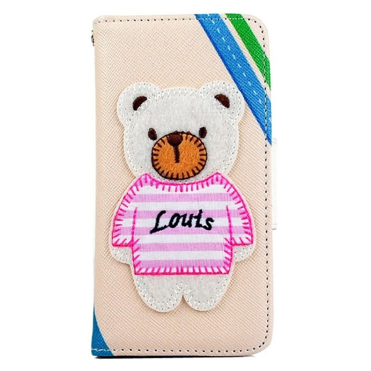 Little Bear Pattern Horizontal Flip Magnetic Buckle Leather Case with Card Slots & Holder & Lanyard for iPhone 5 & 5s & SE & SE