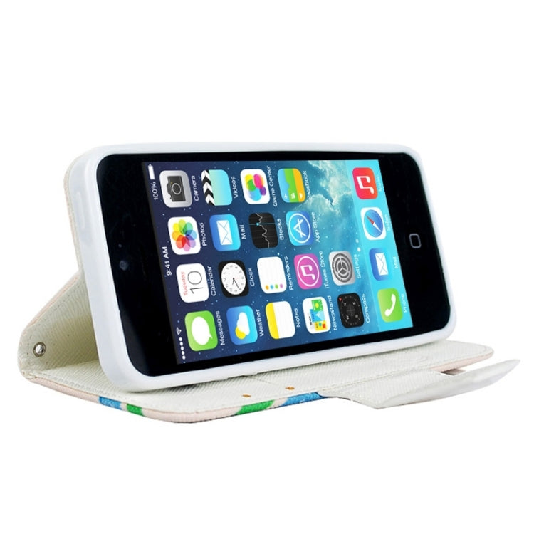 Little Bear Pattern Horizontal Flip Magnetic Buckle Leather Case with Card Slots & Holder & Lanyard for iPhone 5 & 5s & SE & SE