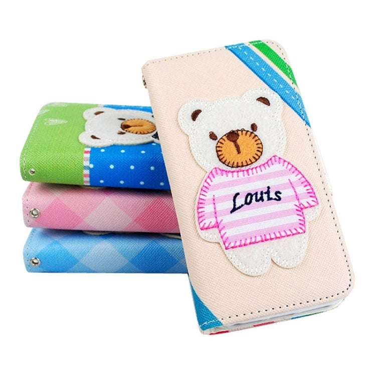 Little Bear Pattern Horizontal Flip Magnetic Buckle Leather Case with Card Slots & Holder & Lanyard for iPhone 5 & 5s & SE & SE