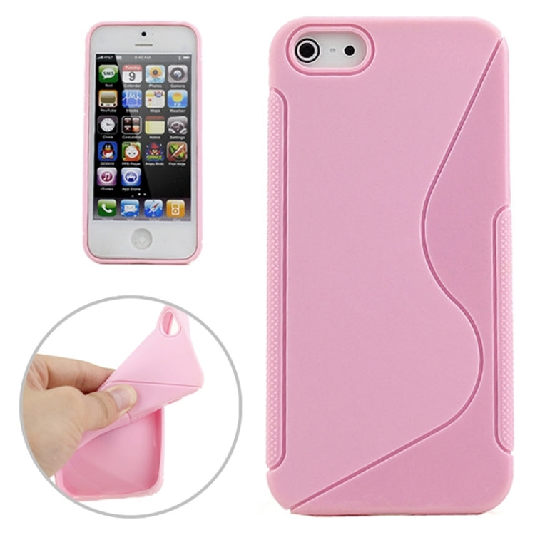 S Line Both Sides Anti-slip TPU Protective Case for iPhone 5 & 5s & SE(Pink)