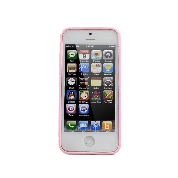 S Line Both Sides Anti-slip TPU Protective Case for iPhone 5 & 5s & SE(Pink)