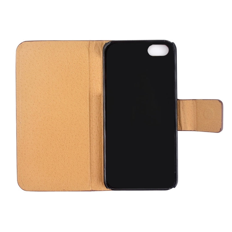 Litchi Texture Magnetic Snap Flip Leather Case for iPhone 5 & 5s & SE & SE(Brown)