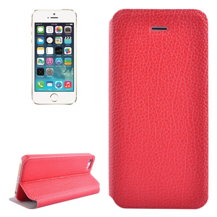 Litchi Texture Flip Leather Case with Holder & Card Slot for iPhone 5 & 5s & SE & SE