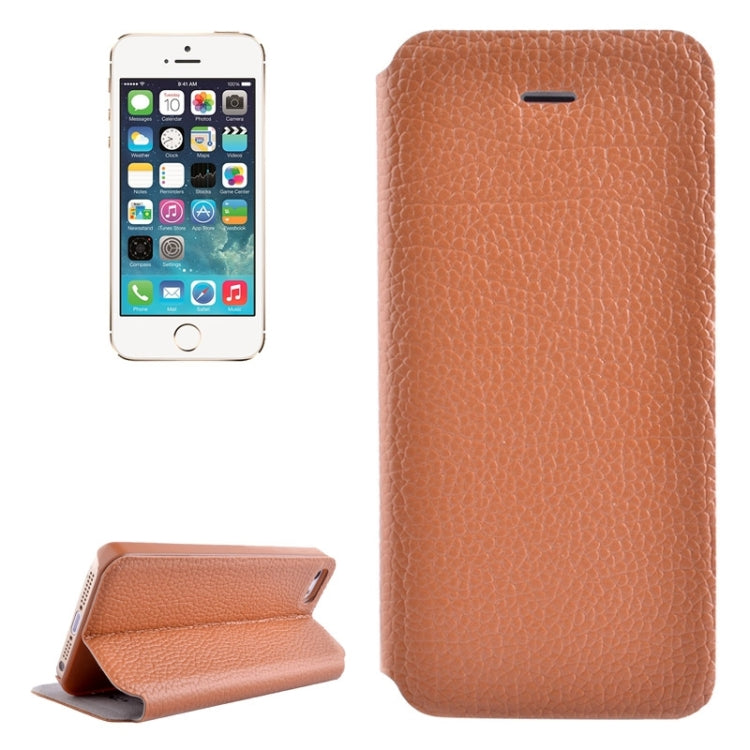 Litchi Texture Flip Leather Case with Holder & Card Slot for iPhone 5 & 5s & SE & SE