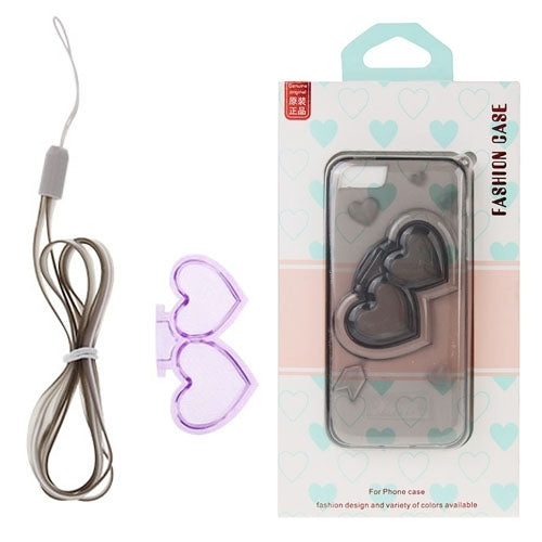 3D Love Heart Pattern TPU Protective Case with Holder & Lanyard for iPhone 5 & 5s & SE