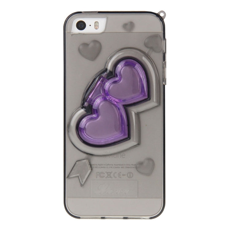 3D Love Heart Pattern TPU Protective Case with Holder & Lanyard for iPhone 5 & 5s & SE