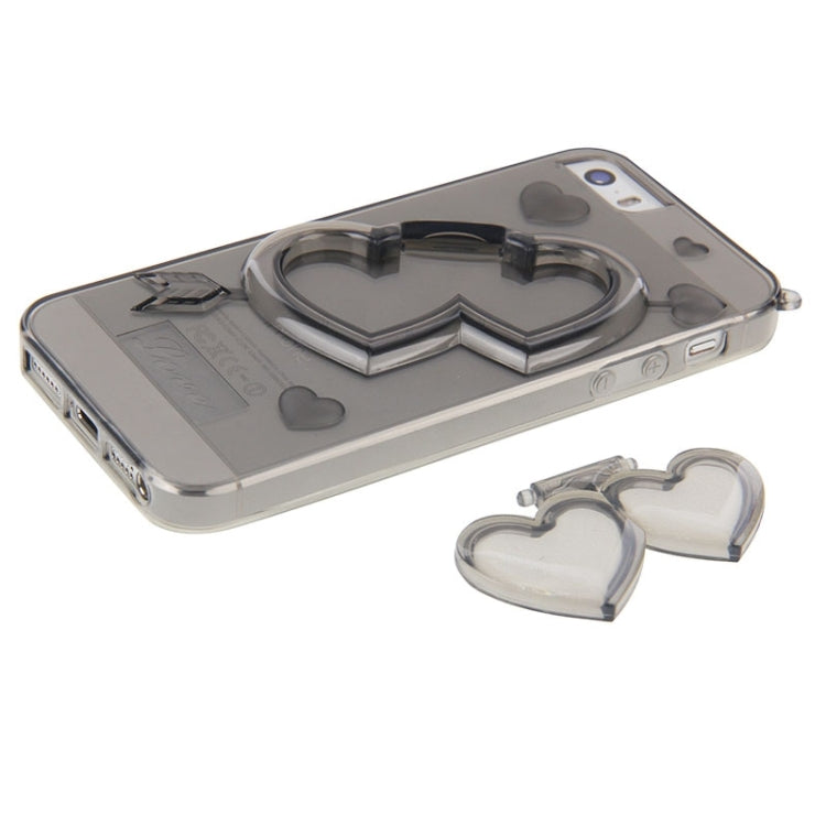 3D Love Heart Pattern TPU Protective Case with Holder & Lanyard for iPhone 5 & 5s & SE