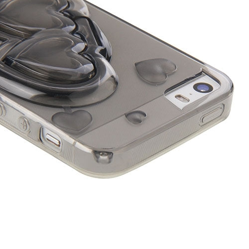 3D Love Heart Pattern TPU Protective Case with Holder & Lanyard for iPhone 5 & 5s & SE