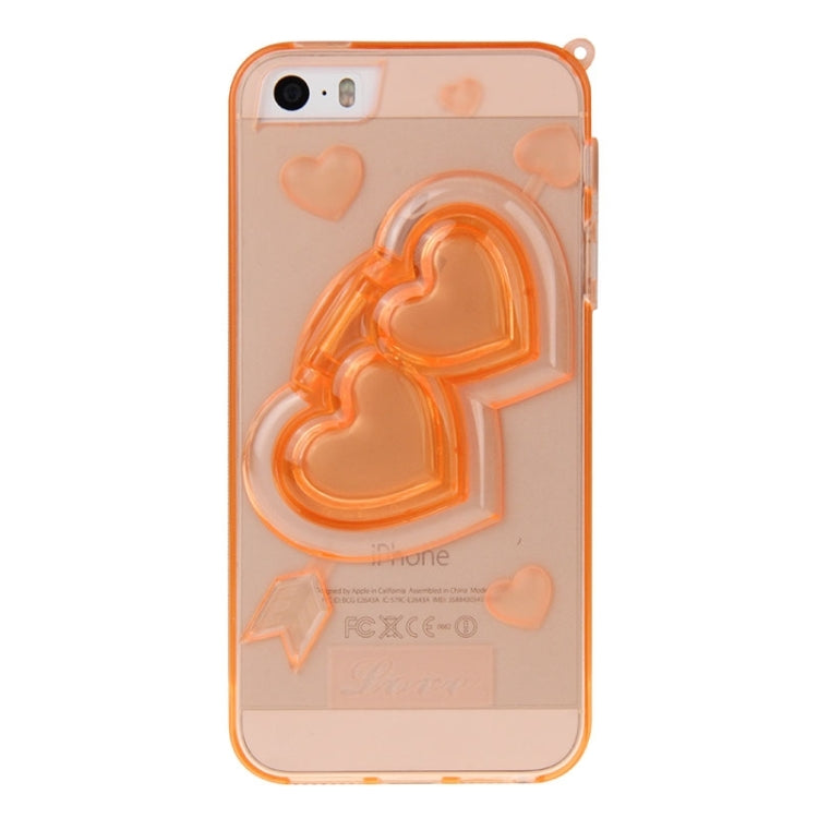 3D Love Heart Pattern TPU Protective Case with Holder & Lanyard for iPhone 5 & 5s & SE