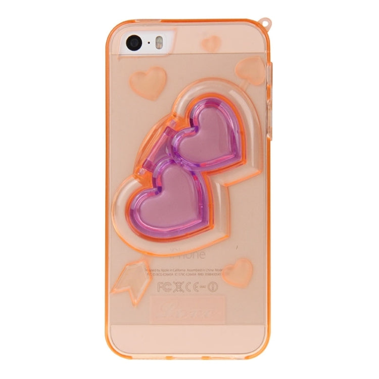 3D Love Heart Pattern TPU Protective Case with Holder & Lanyard for iPhone 5 & 5s & SE