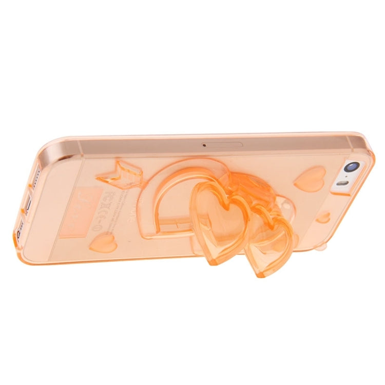 3D Love Heart Pattern TPU Protective Case with Holder & Lanyard for iPhone 5 & 5s & SE